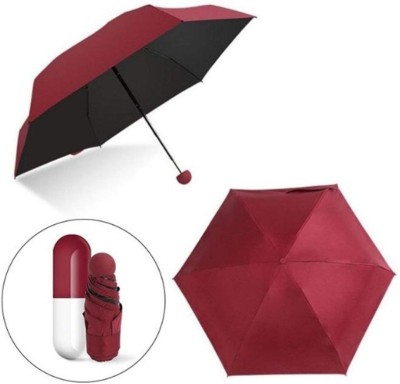 AQUILINE Capsule Mini Travel Umbrella 4 fold (UV PROOF WINDPROOF)- Umbrella Umbrella(Maroon)