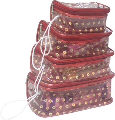 PrettyKrafts Vanity Box - Transparent Multipurpose Makeup Cosmetics Bag Printed Organizer Vanity Box(Red)