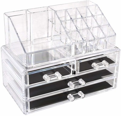 MOSHTU 16 Compartment Cosmetic Makeup Jewellery Acrylic Lipstick Storage BOX Makeup, Jewellery Vanity Box Vanity Box(clear)