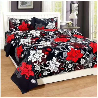 NIHAL VILLAS 140 TC Polycotton Double Floral Flat Bedsheet(Pack of 1, Multicolor)