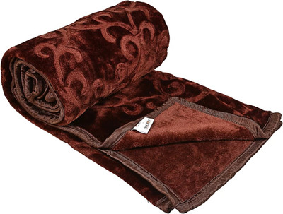 Swikon star Self Design Double Mink Blanket for  Heavy Winter(Polyester, Brown)