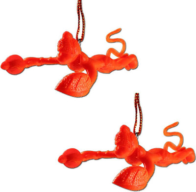 Divya Mantra Combo Of Two Orange Flying Hanuman Car Mirror Hangings Dã©Cor Car Hanging Ornament(Pack of 2)