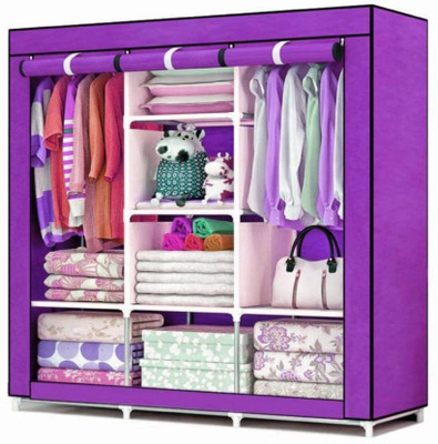 MEZIRE Collapsible Wardrobe 88130 PP Collapsible Wardrobe(Finish Color - Purple, DIY(Do-It-Yourself))