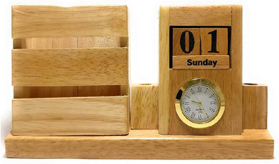 SMART WORLD 1 Compartments Wooden Pen stand(Wooden)