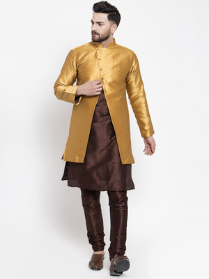 SAIFOO Men Kurta Pyjama Ethnic Jacket Set