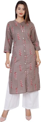 THE KURTI STORE Women Floral Print A-line Kurta(Brown)