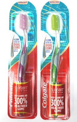 Colgate Slim Soft Advance Toothbrush Ultra Soft Toothbrush(Pack of 2)