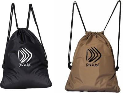 divulge Drawstring bags 18 L Backpack(Black, Brown)