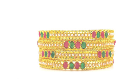 Sangita Alloy Pearl Gold-plated Bangle Set