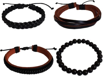 Shintai Leather Beads Bracelet Set(Pack of 4)