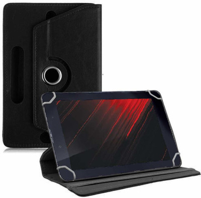 TGK Book Cover for iBall Slide Enzo V8 7 inch Universal Rotating Case(Black, Cases with Holder)