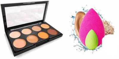 Miss Hot Contour 8 Shades Concealer Palette With Makeup(2 Items in the set)