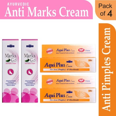 HAPDCO Pack of 2 Marks Go Cream + Pack of 2 Aqui Plus Cream Combo(4 Items in the set)