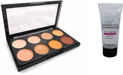 Miss Hot Foundation illuminating Primer & Concealer Palette Highlighter kit combo(2 Items in the set)