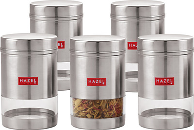 HAZEL Steel Grocery Container  - 600 ml(Pack of 5, Silver)