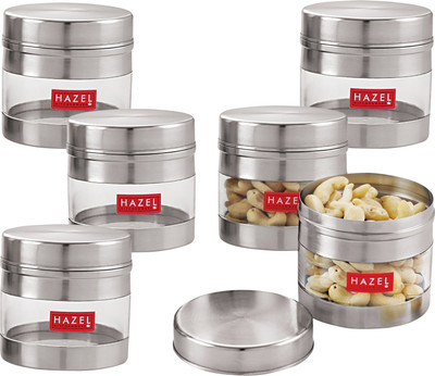 HAZEL Steel Grocery Container  - 350 ml(Pack of 6, Silver)