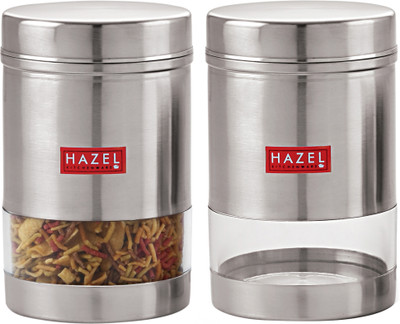 HAZEL Steel Grocery Container  - 600 ml(Pack of 2, Silver)