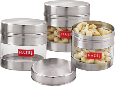 HAZEL Steel Grocery Container  - 350(Pack of 3, Silver)