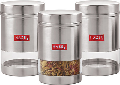 HAZEL Steel Grocery Container  - 600 ml(Pack of 3, Silver)