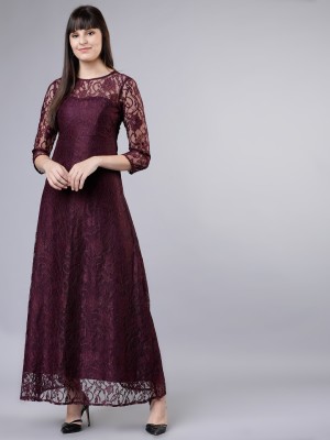 Tokyo Talkies Women Maxi Maroon Dress