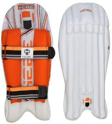 KK CRAFT Orange Color Wicket Keeping Leg Guard for Senior Cricket Guard Combo(White)