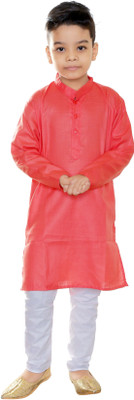 FTC FASHIONS Boys Festive & Party Kurta and Pyjama Set(Red Pack of 2)
