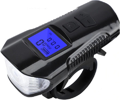Protos India.Net Bike Bicycle USB Rechargeable 6 Sounds Stopwatch Light Waterproof Electric Horn LED Front Light(Black)