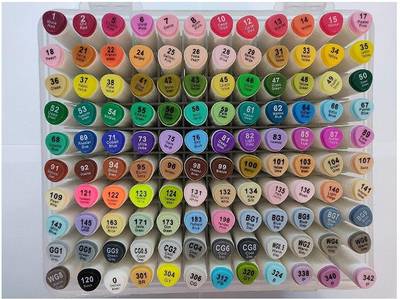 DEZIINE Superior Imported Colours Dual Twin Markers Pen One Side and Flat Nib On Other End For Art Comic Designing pen - Set Of (120)