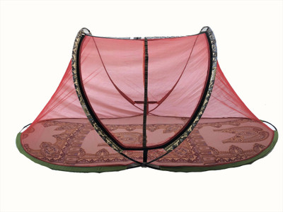 Aim Emporium Polyester Adults Washable Single Bed Foldable Mosquito Net(Red, Tent)