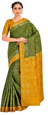 MIMOSA Paisley Kanjivaram Art Silk Saree(Green)