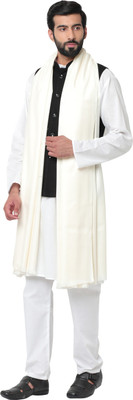 WEAVER VILLA Wool Solid Men Shawl(White)