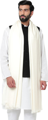 PASHTUSHS Cashmere, Wool Solid Men Shawl(White)