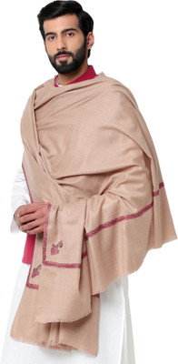PASHTUSHS Pashmina, Wool Embroidered Men Shawl(Beige)