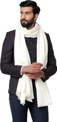 WEAVER VILLAS Pashmina, Wool Self Design Men Shawl(White)