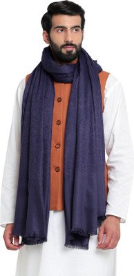 WEAVERS VILLA Pashmina, Wool Self Design Men Shawl(Blue)