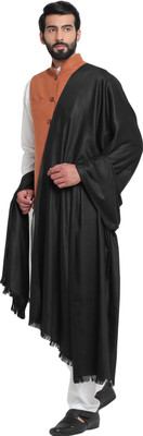 WEAVER VILLA Wool Solid Men Shawl(Black)