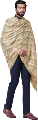 BE SWADESHI Pashmina, Wool Checkered Men Shawl(White, Beige)