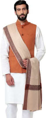 WEAVERS VILLA Cashmere, Wool Woven Men Shawl(Beige)