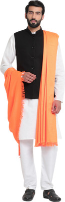 WEAVER VILLA Wool Solid Men Shawl(Orange)