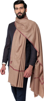 PASHTUSHS Pashmina, Wool Embroidered Men Shawl(Brown)