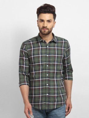 Cape Canary Men Checkered Casual Green Shirt