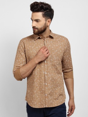 Cape Canary Men Printed Casual Beige Shirt