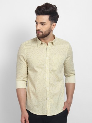 Cape Canary Men Printed Casual Yellow Shirt