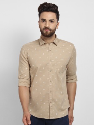 Cape Canary Men Printed Casual Beige Shirt