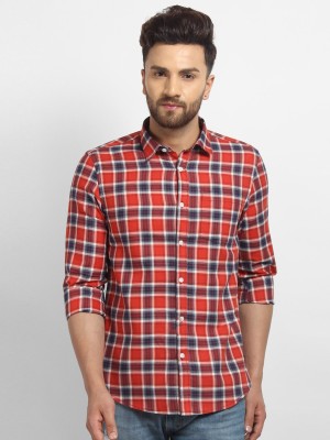 Cape Canary Men Checkered Casual Red Shirt