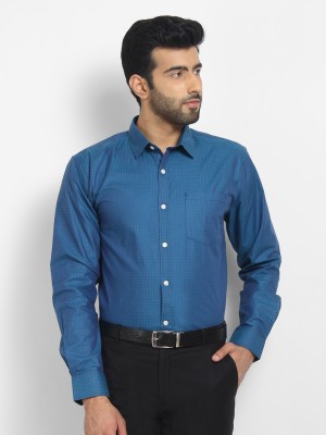 Cape Canary Men Self Design Party Blue Shirt