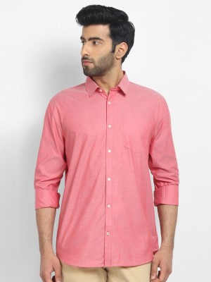 Cape Canary Men Solid Formal Pink Shirt