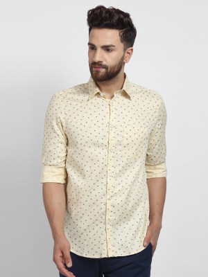 Cape Canary Men Printed Casual Yellow Shirt