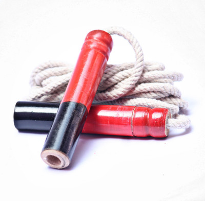 A.K Cotton Stamina 10 MM Skipping Rope With Wooden Handle Freestyle Skipping Rope(White, Length: 213 cm)