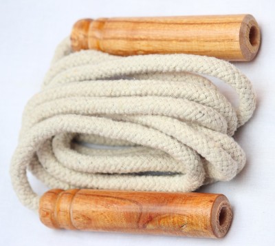 A.K Cotton Skipping Rope With Wooden Handle Freestyle Skipping Rope(White, Length: 213 cm)
